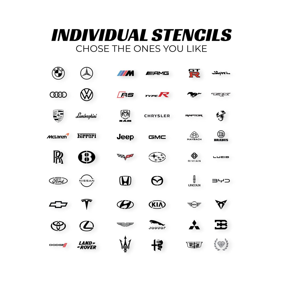 Individual Car Floor Mats Stencils
